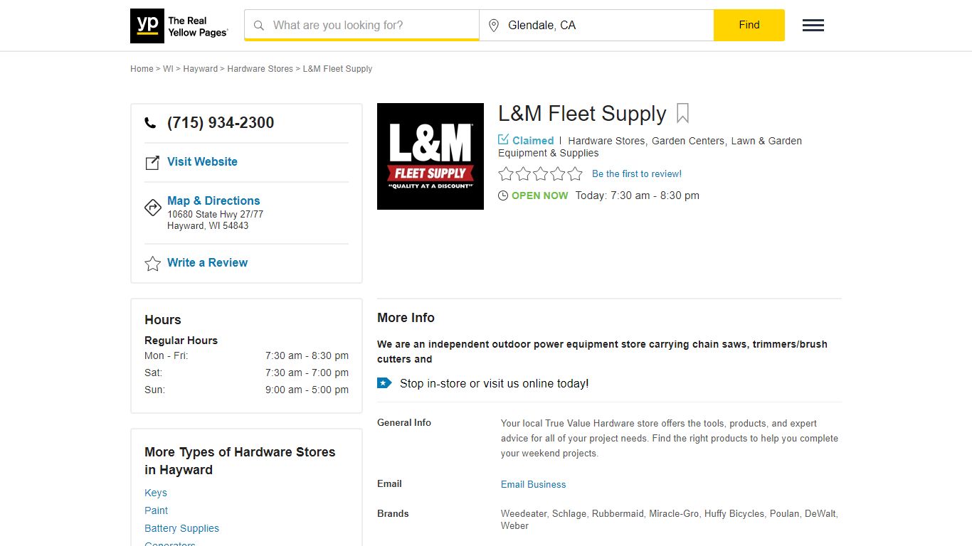 L&M Fleet Supply in Hayward , WI - YP.com