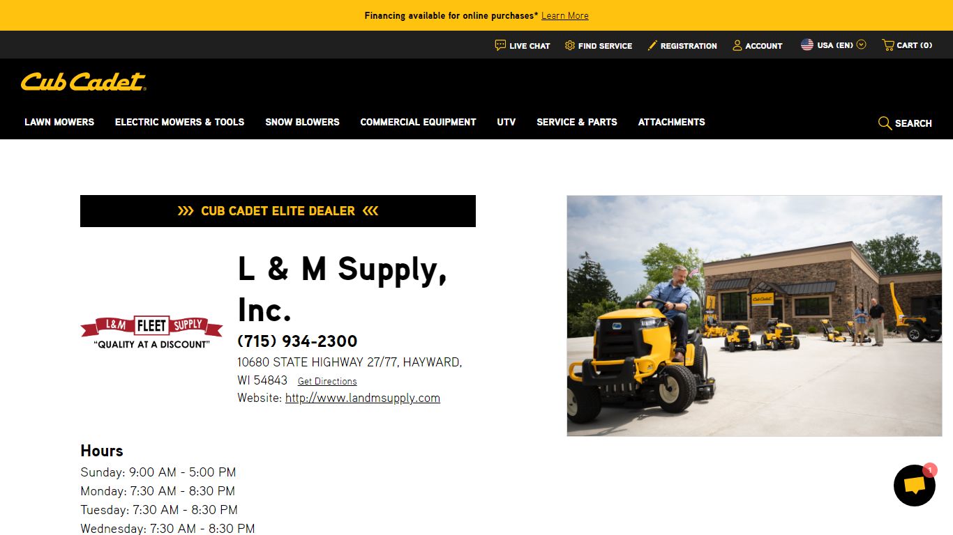 L & M Supply, Inc. - Hayward | Cub Cadet Dealer